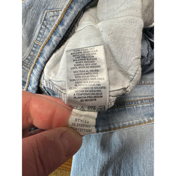 Jordache Light Wash Distressed Denim Jeans Bootcut High Rise Worn Hem Size 12 - Picture 12 of 14
